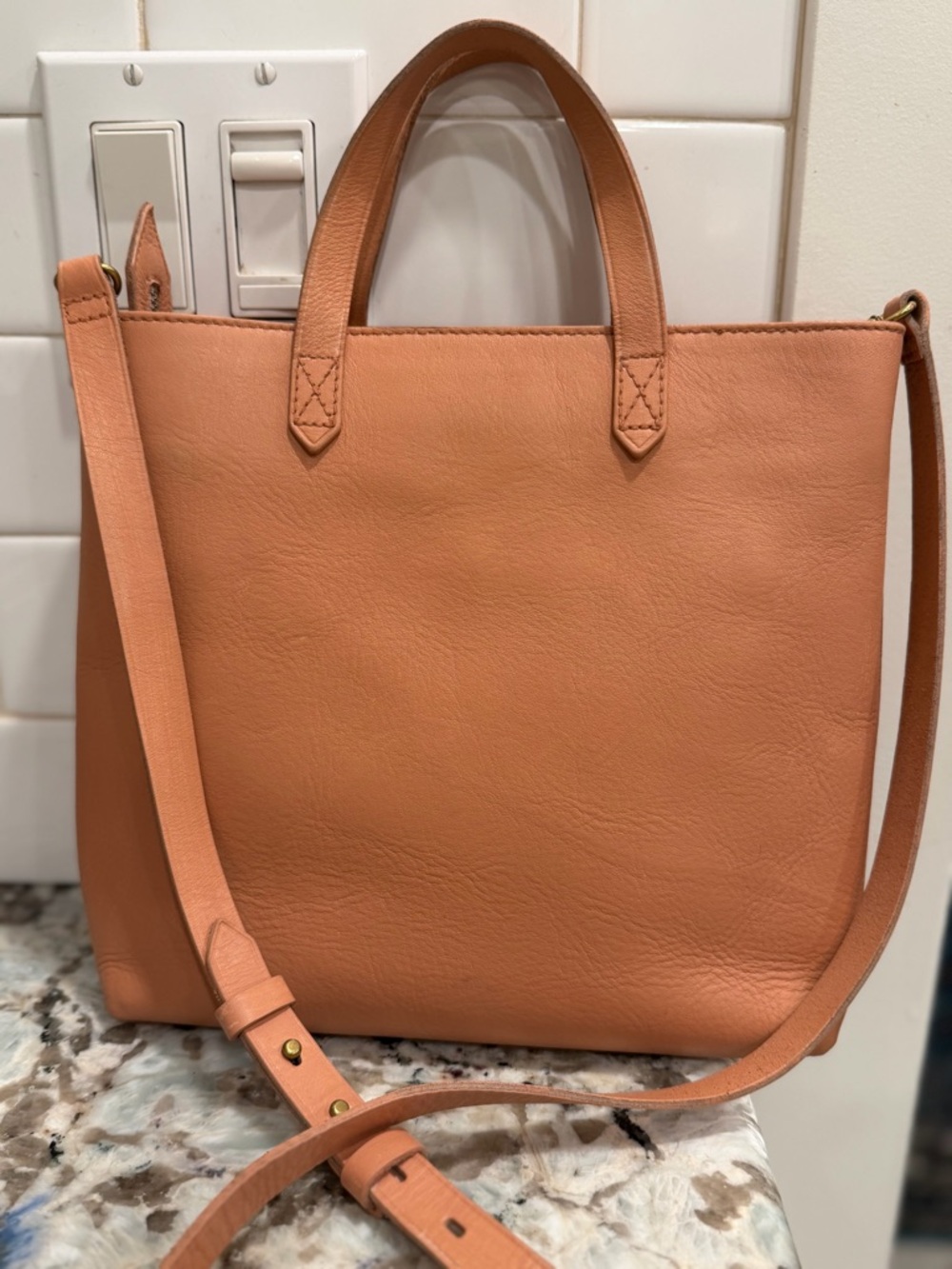 Madewell Leather Tote in Peach